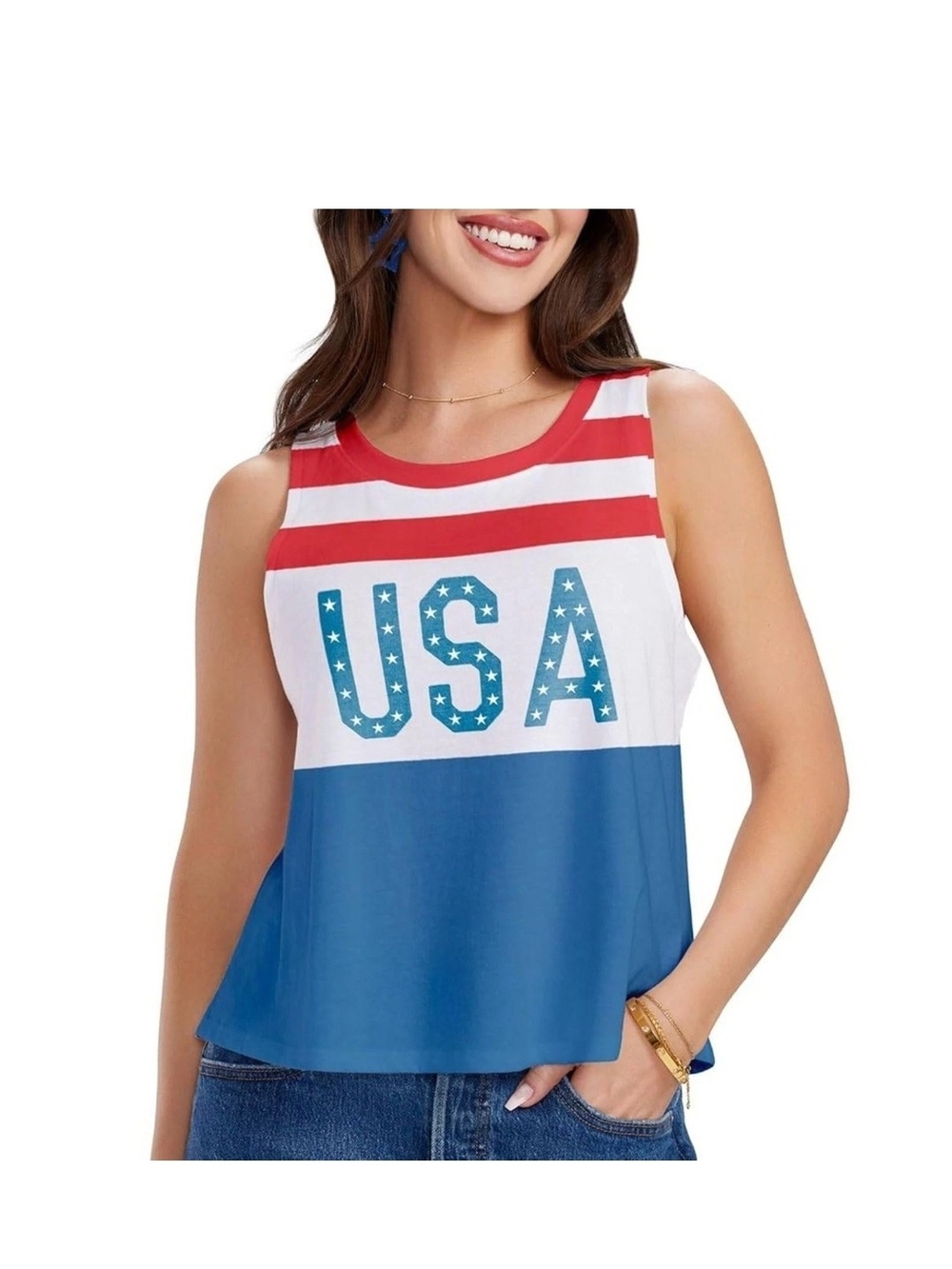 NWT Tipsy Elves Cropped USA Tank Top, Size 1x, Perfect For The 4th Of JULY